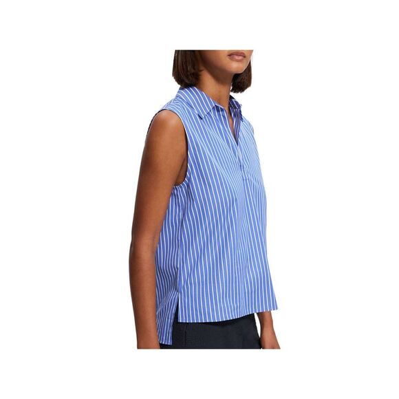THEORY Womens Blue Striped Sleeveless Collared Top S - Picture 3 of 3